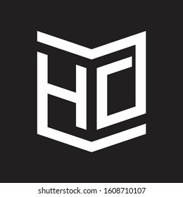 HO Logo Emblem Monogram With Shield Style Design Template Isolated On Black Background