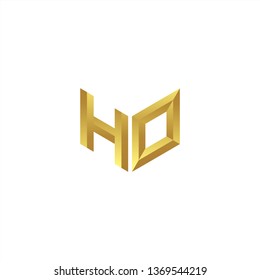 HO Logo letter initial 3d designs templete with gold colors