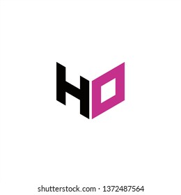 HO Logo Letter Initial With Black and Dark Pink Colors