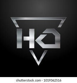 HO Logo, Metal Logo, Silver Logo, Monogram, Polygon