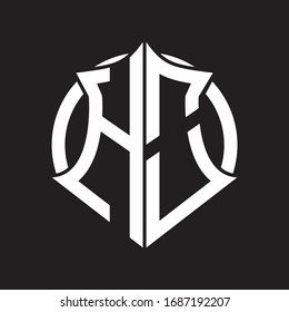 HO Logo monogram with emblem and circle rounded design template