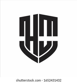 Monograma del logotipo del HO con diseño de forma de escudo del emblema aislado sobre fondo blanco
