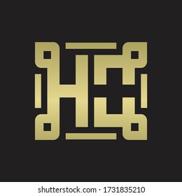 HO Logo monogram with piece line art design template