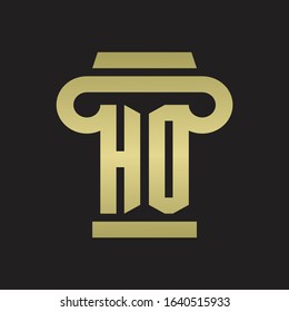 HO Logo monogram with pillar style design template with gold colors