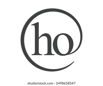 HO logo from two letter with circle shape email sign style. H and O round logotype of business company for brand identity.