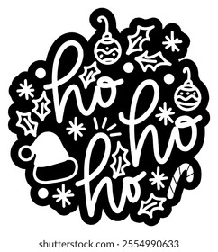 ho ho ho merry christmas black vector graphic design and cut file