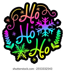ho ho ho merry christmas colorful bright rainbow graphic design