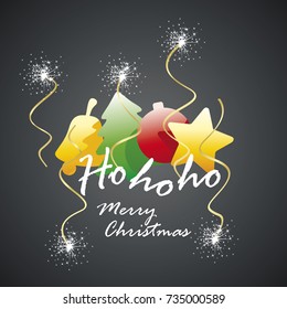 Ho ho ho Merry Christmas elements spark firework
