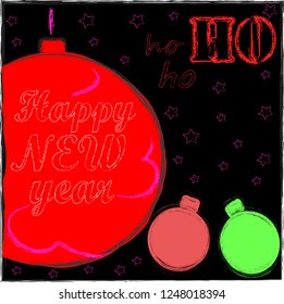 Ho ho ho Merry Christmas and Happy New  Year.Holiday scene with Christmas balls and decorations.Happy Holidays