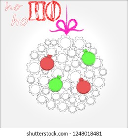 Ho ho ho Merry Christmas and Happy New  Year.Holiday scene with Christmas balls and decorations.Happy Holidays