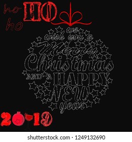 Ho ho ho Merry Christmas and Happy New Year.Holiday scene with Christmas ball and decoration.Happy Holidays.