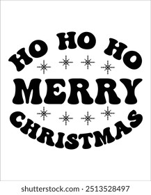 HO HO HO merry Christmas retro wavy groovy t shirt design