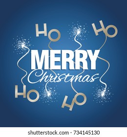 Ho ho ho Merry Christmas spark firework blue vector