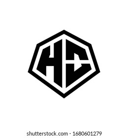 HO monogram logo with hexagon shape and line rounded style design template isolated on white background