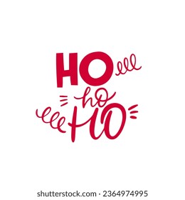 Ho ho ho red color text lettering. Christmas cute fun phrase. Vector art isolated on white background.