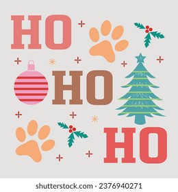 Ho Ho Ho Retro Funny Christmas Dog Saying Sublimation Design