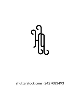 HO simple curved concept initial logo design black and white background