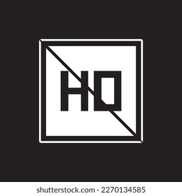 HO Square Letter Logo Design Vector with Black and White Colors.