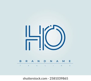 HO Technology Letter Logo Template. This tech letter logo is a graphic mark that uses letters to represent a technology company.