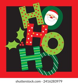 Ho ho ho text for christmas card,gift bag or box design