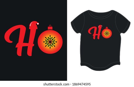 "HO" typography merry Christmas t-shirt design.