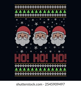 Ho! ho! ho! - Ugly Christmas sweater designs - vector Graphic