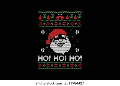 Ho ho ho, feo suéter de la sublimación de la Navidad diseño de la camiseta