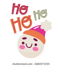 Ho Ho Ho Vector Illustration. Flat Minimal Design. Editable Illustration for Web, Mobile, Print