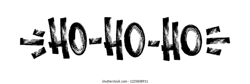 Ho Ho Ho vector lettering hand drawn typography card black on white