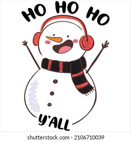 Ho ho ho Y'all, t-shirt design and vector file.