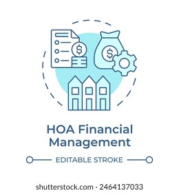 HOA financial management soft blue concept icon. Administrative support, service. Round shape line illustration. Abstract idea. Graphic design. Easy to use in infographic, presentation