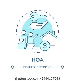 HOA soft blue concept icon. Management services, neighborhood administration. Round shape line illustration. Abstract idea. Graphic design. Easy to use in infographic, presentation