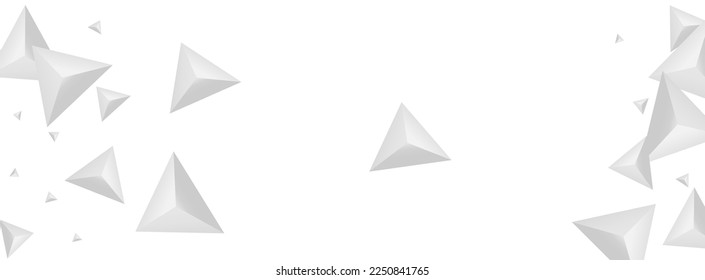Hoar Crystal Background White Vector. Triangle Graphic Illustration. Greyscale Construction Texture. Origami Trendy. Gray Polygon Backdrop.