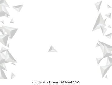 Hoar Crystal Background White Vector. Pyramid Creative Design. Gray 3d Texture. Shard Futuristic. Silver Polygon Illustration.