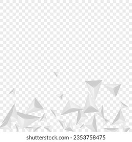 Vector transparente de fondo horizontal. Ilustración de construcción de Origami. Textura de Geometría Plata. Resumen de la pirámide. Diseño de compartimentos en escala de grises.