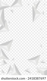 Hoar Fractal Background Transparent Vector. Shard Construction Backdrop. Silver Art Template. Triangular Luxury. Gray Origami Illustration.