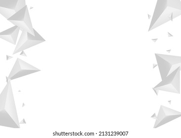 Hoar Fractal Background White Vector. Polygon Graphic Design. Gray Isolated Illustration. Triangular Geometric. Grizzly Pyramid Template.