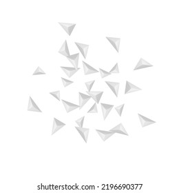 Hoar Fractal Background White Vector. Crystal 3d Illustration. Silver Idea Backdrop. Origami Shadow. Grizzly Triangle Tile.
