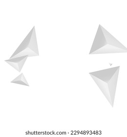 Hoar Fractal Background White Vector. Crystal Classic Texture. Gray Modern Template. Polygon Concept. Greyscale Triangular Illustration.