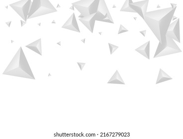 Hoar Origami Background White Vector. Shard Luxury Texture. Gray Elegant Design. Pyramid Modern. Grizzly Fractal Template.