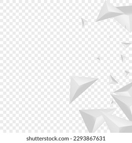 Hoar Pyramid Background Transparent Vector. Crystal Geometry Design. Grizzly Effect Card. Triangular Shape. Gray Fractal Banner.