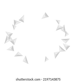 Hoar Pyramid Background White Vector. Triangular Elegant Template. Greyscale Isolated Card. Origami 3d. Silver Shard Backdrop.