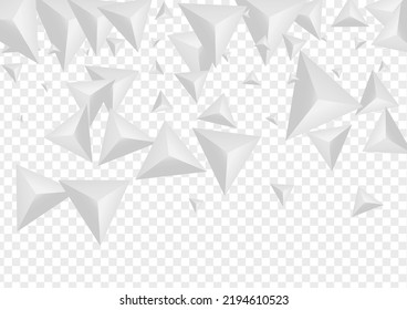 Hoar Shard Hintergrund Transparenter Vektorgrafik. Origami Beauty Template. Silberisolierte Textur. Dreieckskreativ. Graustufen-Pyramid-Illustration.