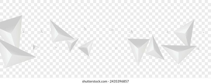 Hoar Shard Background Transparent Vector. Element Geometric Template. Grizzly Trendy Design. Triangle Cover. Silver Origami Banner.