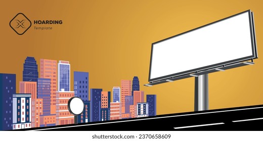 Hoarding, Blank white road billboard with  Street advertising poster, mock up, Front view. The concept of marketing communication to promote or sell idea.
