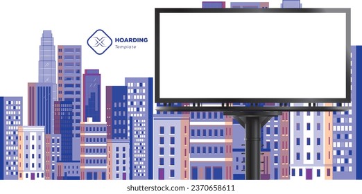 Hoarding, Blank white road billboard with  Street advertising poster, mock up, Front view. The concept of marketing communication to promote or sell idea.
