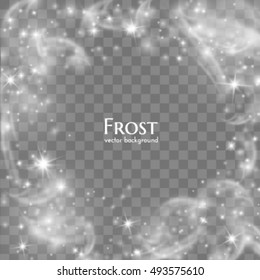 Hoarfrost transparent vector background. Frost, christmas, winter holiday background element. Vector eps10.