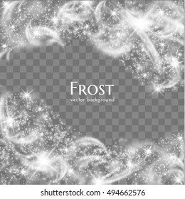 Hoarfrost Transparent Vector Background. Frost, Christmas, Winter Holiday Background Element. Vector Eps10.