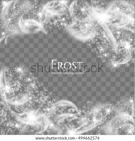 Hoarfrost transparent vector background. Frost, christmas, winter holiday background element. Vector eps10.