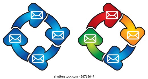 Hoax - chain email concept with sign and arrows